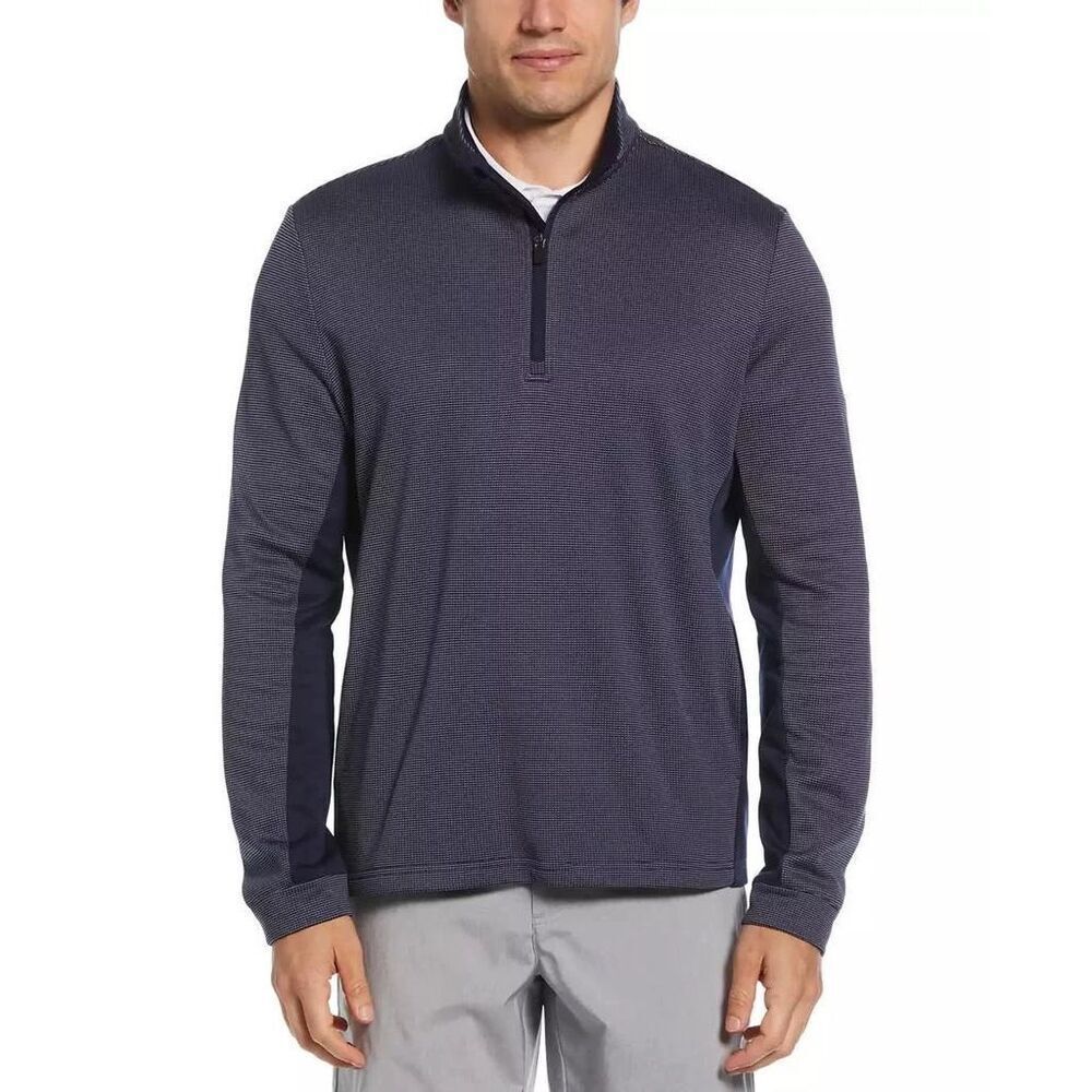 PGA Tour PEACOAT NWT Micro Jacquard Quarter-Zip Pullover Sweater Peacoat